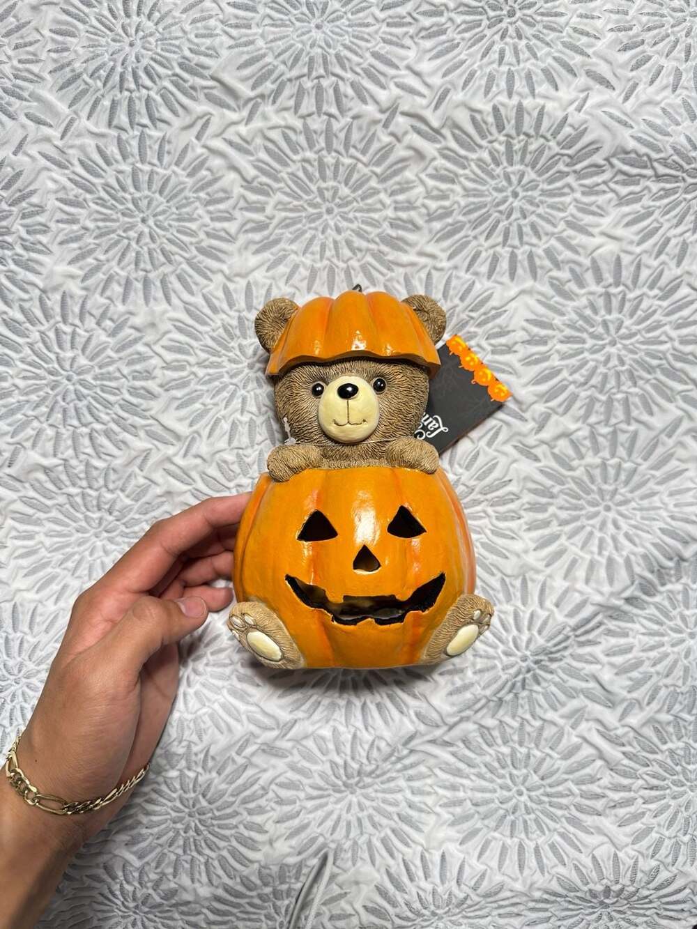 Jack O' Lantern Lane LED Lighted Decor Bear in Pumpkin Figurine